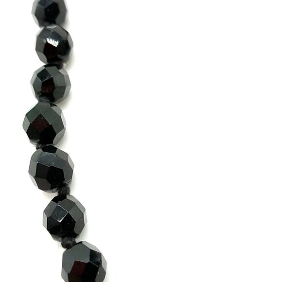 Classic Black Glass Faceted Bead Choker Necklace Single Strand 16" - Picture 9 of 15